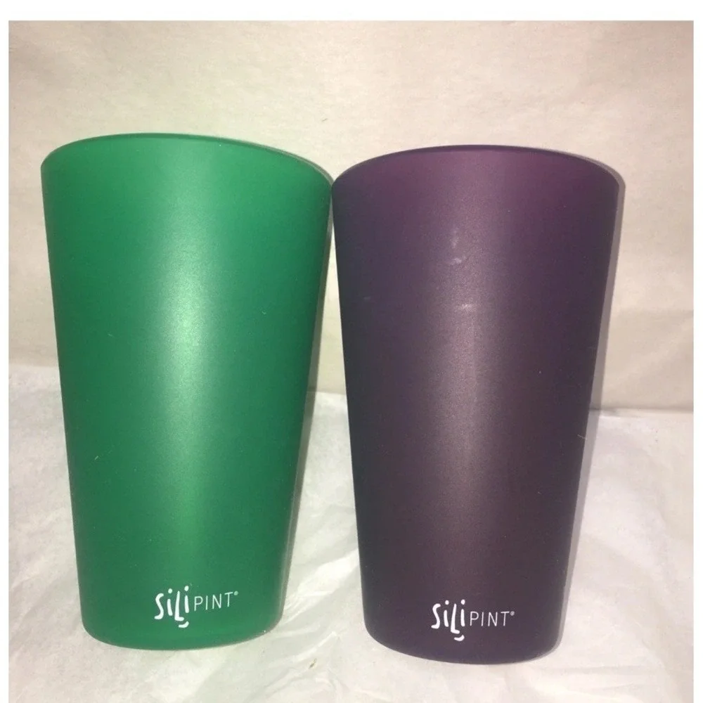 Silipint Silicone Cups Set 16oz 2 Tye dye,2 Solid Blue Green Pk  Purple,4 Cups